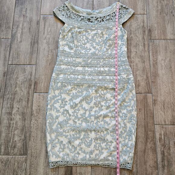 Tadashi Shoji Embroidered Lace Sheath Dress Womens 16 Mint Elegant Cocktail - Picture 3 of 10